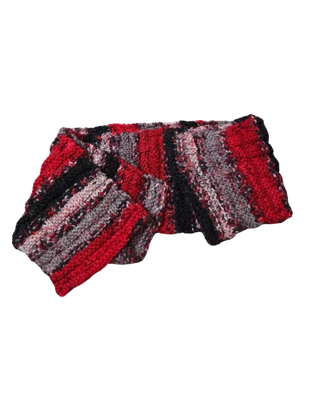 Handmade Knit Set Scarf Arm Warmers Black Red Fingerless Whimsigoth Punk Grunge